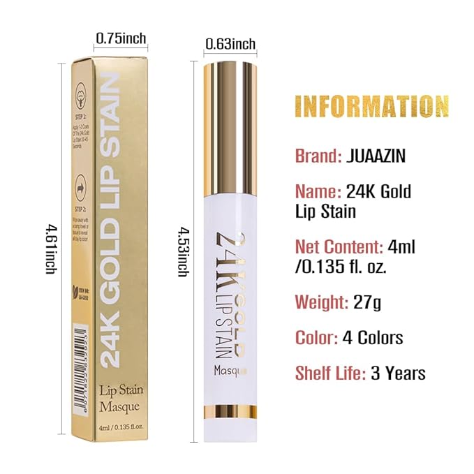 2025 New 24K Gold Liquid Lip Gloss Peel Off Lip Stain Tattoo with Tweezer, Ruby Red Lips Stain Peel Off Masque, Long Lasting Waterproof Lip Tint Stain, Transfer-proof for All Skin Types 03#-VivaGrace Women