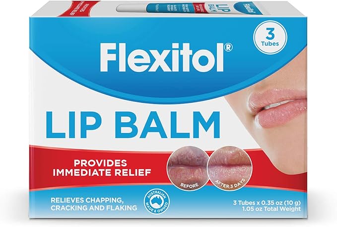 Flexitol Lip Balm, 0.35 Ounce Tube, Cream White, 3 Count (Pack of 1)-VivaGrace Women