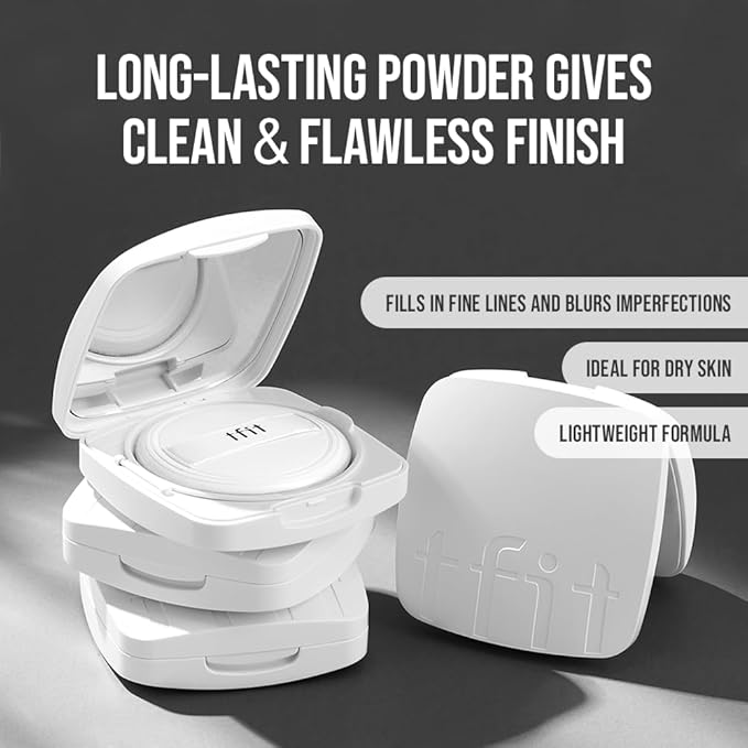 Finish Setting Pact - Blurs Pore & Fine Lines, Long-wearing, Matte Finish, Ideal for Oily Skin, Korean Makeup, 0.14 Oz. (01 White, 0.14 Oz.)-VivaGrace Women