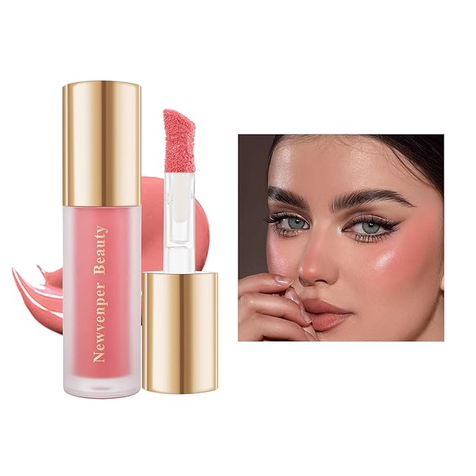 Face Blush with Brush Liquid Blush for Cheeks Long Lasting & Smooth Creamy Formula Lightweight Blush Stick Blush Wand Crystal Pink-VivaGrace Women