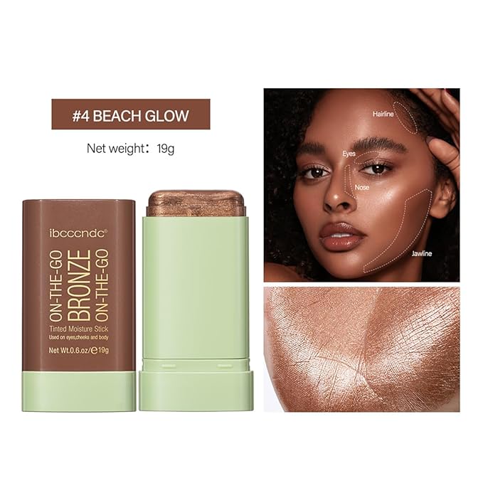 Multi-Use Makeup Blush Stick, Tinted Solid Moisturizer On-the-Go Blush, Multi-use Cream Blush Stick for Cheek & Eyes & Lips, Waterproof Natural Nude Makeup for All Skin (4# Beach Glow)-VivaGrace Women
