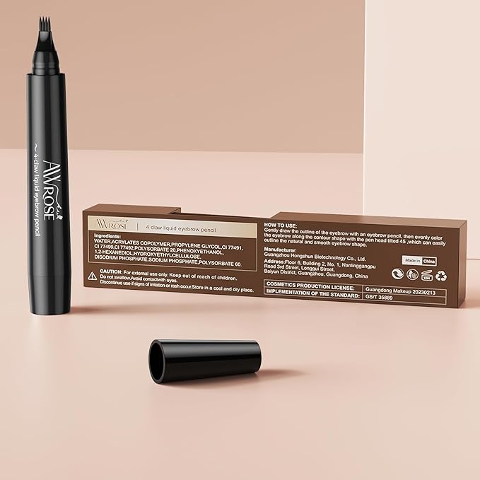 AWROSE Eyebrow Pencil, 3D Waterproof Microblading Eyebrow Pen 4 Fork Tip Tattoo Pencil, Precise Natural Brow Magic Eyebrow Pencil with Hair Like Strokes, 4 Points Multi-Used Eye Brow Pencils for Women-VivaGrace Women