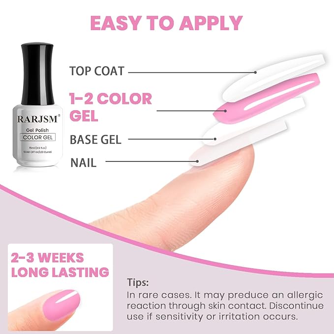 RARJSM Pastel Purple Pink Gel Nail Polish Macaron GelPolish 1PCS 15ML Cotton Candy Gel Nail Polish Spring Color Soak off U V Curing Required Nail Art Starter Salon DIY at Home