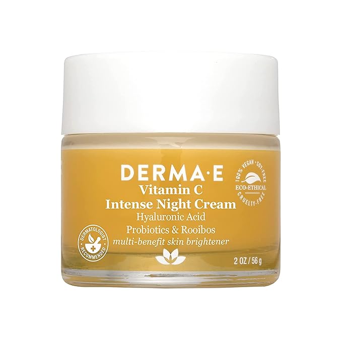 DERMA-E Vitamin C Intense Night Cream – Brightening and Hydrating Facial Skin Renewing Cream – Anti-Aging Overnight Facial Moisturizer, 2 oz-VivaGrace Women
