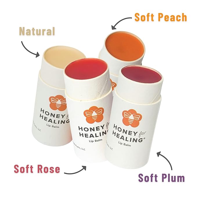 Lip Balm Moisturizer with Manuka Honey 15+ UMF, Coconut Oil, and Castor Oil For Chapped, Cracked, Dry Lips | Protects, Smoothes, and Nourishes your Lips | 0.25 oz / 7 gr (Soft Plum)-VivaGrace Women