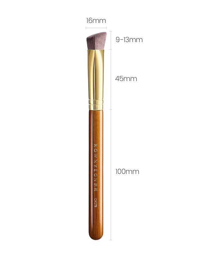 Desert Oak Series Triangular Contour Brush - Angled Synthetic Bristles for Cream/Liquid/Powder, Luxe Bubinga Handle & Brass Ferrule (CM 178)-VivaGrace Women