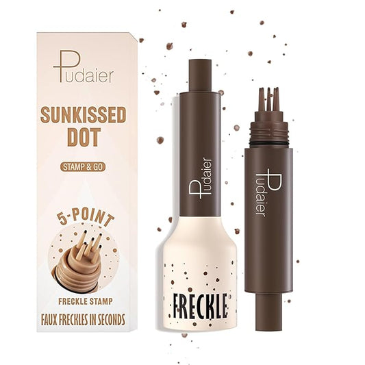 Freckle Stamp Pen, Fake Freckles Stain Marker,5-Dot Faux Liquid Freckle Stamp Cushion for Natural and Lifelike Sunkissed Makeup,Quick Dry Long-Lasting Face Freckle Pencil Tool,03#Coffee-VivaGrace Women