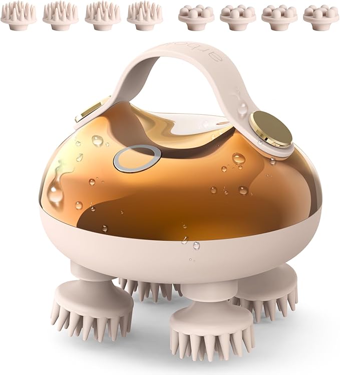 arboleaf Electric Scalp Massager Head Massager Scalp Stress Relax, 5 in 1 Kneading 128 Massage Nodes, Waterproof Hair Massage with 8 Removable Claws Cat Scratcher, Gift for Dad Mom-VivaGrace Women