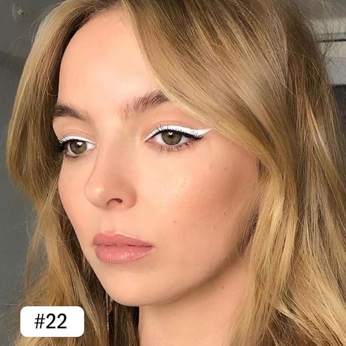evpct Metallic White Gel Eyeliner Pencil for Women Waterline Waterproof Smudge Proof Eye Makeup Liners, White Mascara Eye Liner Gel Liner Eyeliner with Sharpener delineador de ojos contra el agua 22