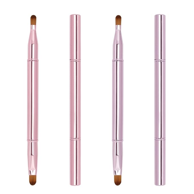 Unaone 2 Pack Lip Brush for Lipstick, Dual-Ended Lip Makeup Brush with Lid, Lipstick Brush for Lip Gloss-VivaGrace Women