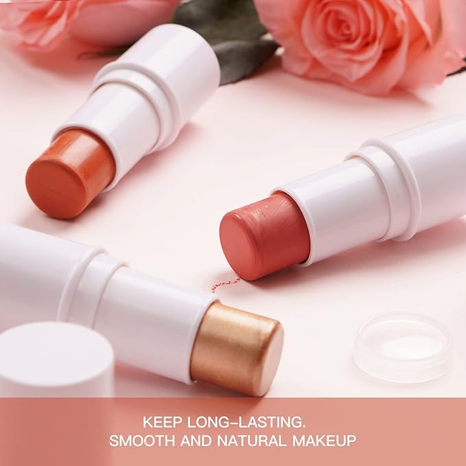 Cream Blush Stick for Cheek and Lip Tint, Multi Use as Highlighter Makeup and Blush Stick for Older Women & Mature Skin(#3 Brighten)-VivaGrace Women