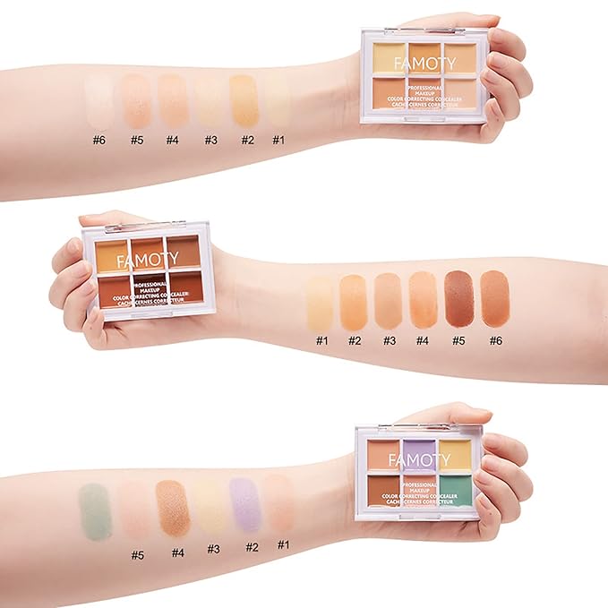 6 Colors Face Contouring Palette, with 11 Pcs Makeup Brush Kits, Light Color Combination Cosmetics Cream Contour and Highlighting Palette, Cover Dark Circles, Bruises, Age Spots, Blemish-VivaGrace Women