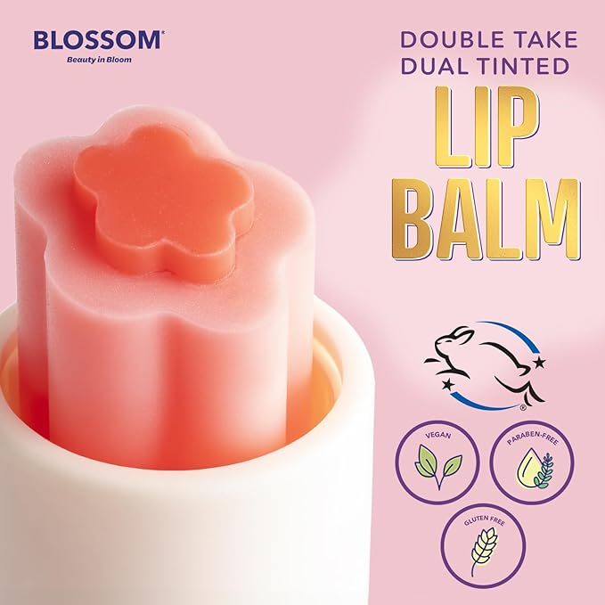 Blossom Double Take Flower Shaped Dual Tinted Moisturizing Lip Balm with Shea Butter, 0.13oz/3.6g, Bubblegum Pink-VivaGrace Women