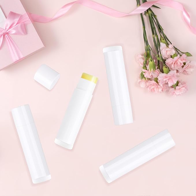 100 Pcs 5.5ml Bulk Empty Lip Balm Tubes Refillable Plastic Lip Gloss Container Travel Lipstick Tubes Chapstick Tubes Holder For DIY Homemade Lip Balm (white)-VivaGrace Women