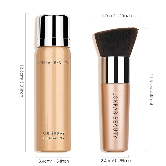 AirBrush Foundation Spray, Silky Mist Foundation Spray Makeup Set with Brush, Full Coverage Foundation for Smooth Radiant Finish, Formula Breathable Lightweight Hydrating | #01 Porcelain-VivaGrace Women
