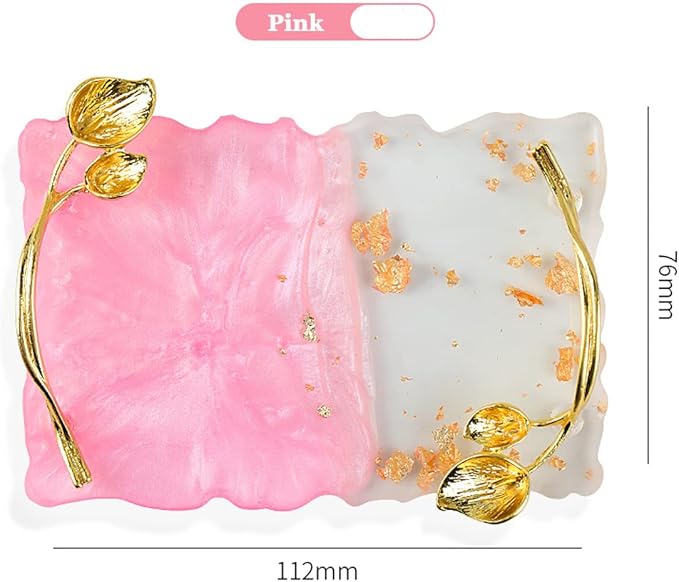 2023 Retro Nail Art Palette, Nail Painting Mixed Color Palette with Leaves Handle, Nail Holder Gel Color Makeup Display Board Pallet (Pink)-VivaGrace Women