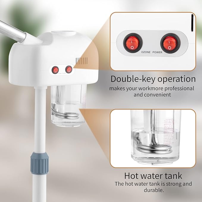 Winado 2 in 1 Facial Steamer with 5X Magnification Light, Deep Cleaning for Personal Skin Care, Beautician Steamer Professional Humidifier Facial Spa Mist Steam for Home & Beauty Salon, White-VivaGrace Women