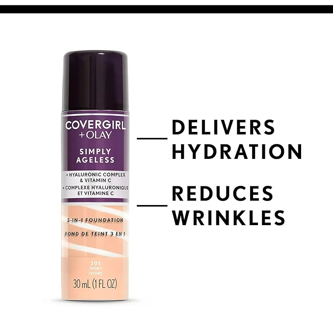 COVERGIRL+OLAY Simply Ageless 3-in-1 Liquid Foundation, Classic Ivory & Clean Invisible Loose Powder - Loose Powder, Setting Powder, Vegan Formula - Translucent Fair, 20g (0.7 oz)-VivaGrace Women