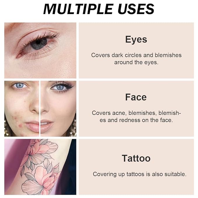 Pot Concealer with Makeup Brush Set,Tattoo Color Correcting Concealer,Full Face Color Correcting Conceal Foundation,Under Eye Concealer Brightener Dark Eye Ring corrector de ojeras (04-LIGHT)-VivaGrace Women