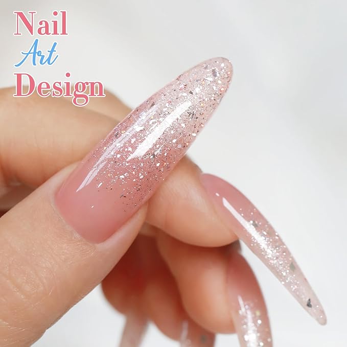 Double Rhythm 0.5Oz Glitter Gel Polish Shimmer Reflective Color for Nail Art Salon DIY Soak Off 15ml Nail Lamp Gel Polish at Home (Pastel Pink-B1163)