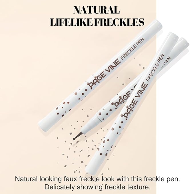 2 Pack Freckle Pen,Liquid Face Fake Freckles Makeup Pen to Create Natural Freckle Makeup and Freck beauty,Fake Freckles Waterproof for Lifelike Sunkissed Makeup,Mole Pen (01Light+02Medium)-VivaGrace Women
