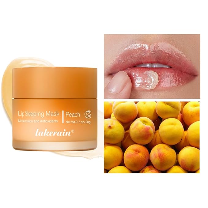 Hydrating Lip Sleeping Mask, Long Lasting Hydrating Night Lip Balms for Intensive Moisturizing and Care, Prevention Dry and Crack (PEACH) 0.7 OZ-VivaGrace Women