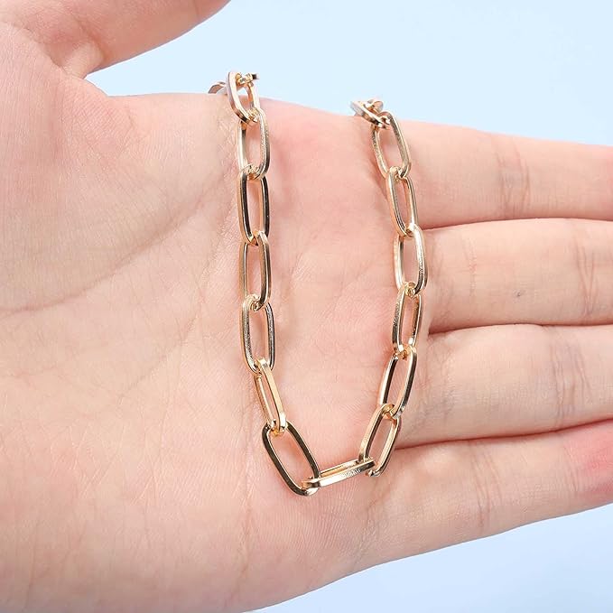Punk Paper Link Choker Necklace Gold Paperclip Chain Necklace Choker Open Link Chain Necklace Trendy Chain Necklace Jewelry for Women and Girls-VivaGrace Women