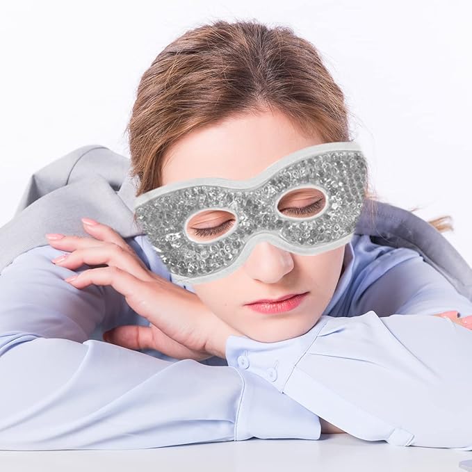 Jakuva 2PCS Cooling Eye Mask Sleeping Mask, Ice Eye Pads & Cold Eye Packs & Heat Cold Compress Pack Eye Spa Pad for Puffy Eyes,Puffiness,Headache,Stress Relief (Gray&Black)-VivaGrace Women