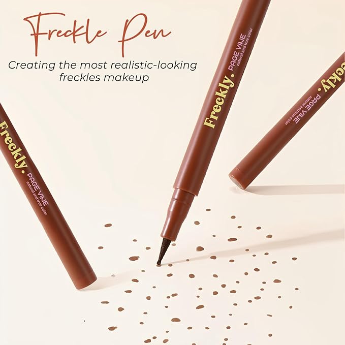Freckle Pen, Natural Lifelike Fake Freckles Makeup Pen Stamp for Sunkissed Makeup,Magic Faux Freckle Stain Marker Long Lasting Quick Dry - (03DARK+04ESPRESSO)-VivaGrace Women