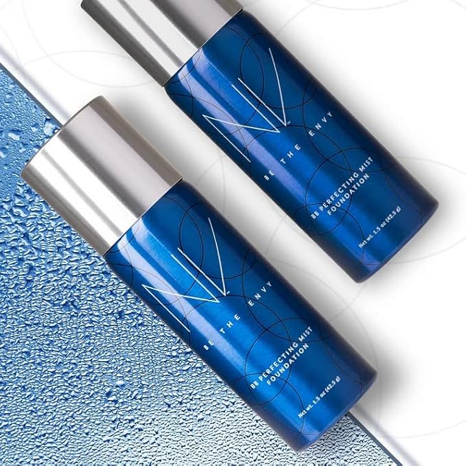 NV BB Perfecting Mist Foundation Buildable Coverage Professional Airbrush Makeup with Plant-based Stem Cell Polypeptides, Vitamins A, D, E and Aloe, 1.5 ounces, Warm Sand-VivaGrace Women