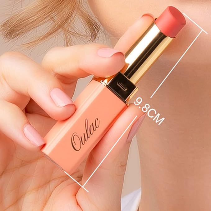Oulac Nude Matte Lipstick for Women, Lipstick & Blush Duo, Peach Creamy Soft Satin Finish Lipsticks,Moisturising Formula,Rich Color Lightweight, Rose Oil,Vegan & Cruelty-Free| 3.6g (Y12-VivaGrace Women