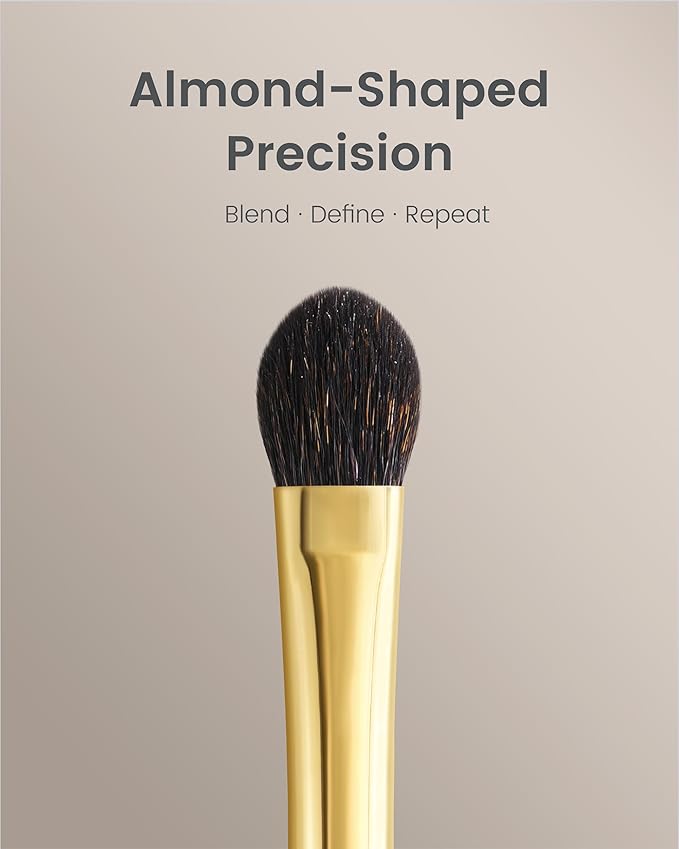 Desert Oak Series Almond Blending Brush - Squirrel & Goat Hair (30/70) for Gentle Powder Application, Bubinga Handle & Brass Ferrule (CM 172)-VivaGrace Women