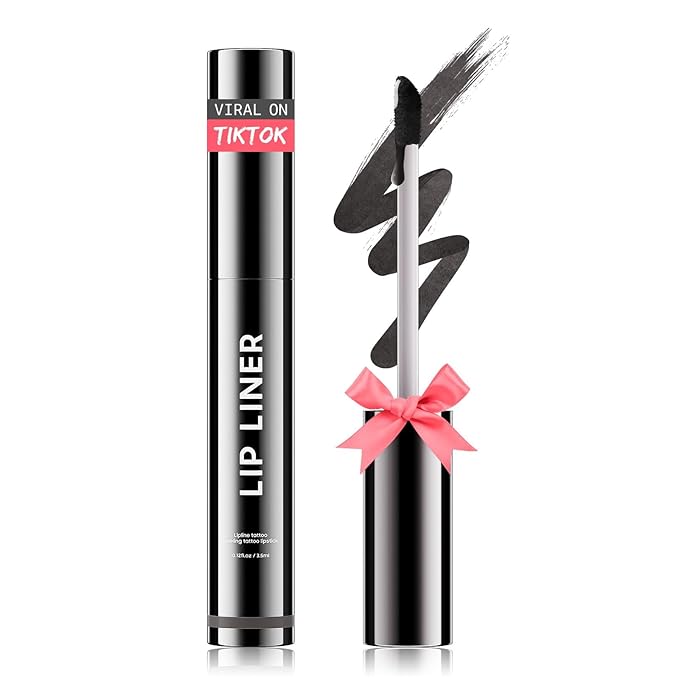 OETUIOW Lip Stain Peel Off, Lip Liner Moisturizing Long-Lasting & Waterproof, Transfer Proof & Plumping, Non-Stick Cup, Black Color-VivaGrace Women