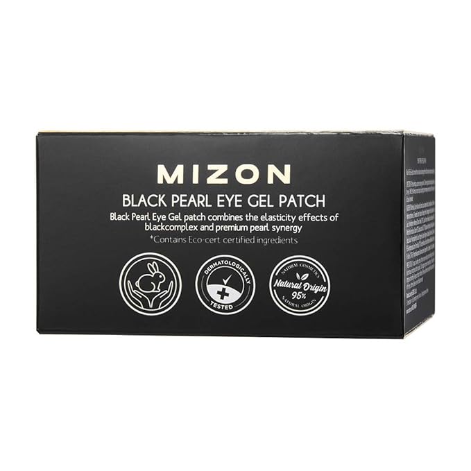 MIZON Pearl Eye Gel Patch Masks, Eye Treatment Mask Reduces Wrinkles and Puffiness, Dark Circles treatment, Hydrogel Eye Patches (Black Pearl)-VivaGrace Women