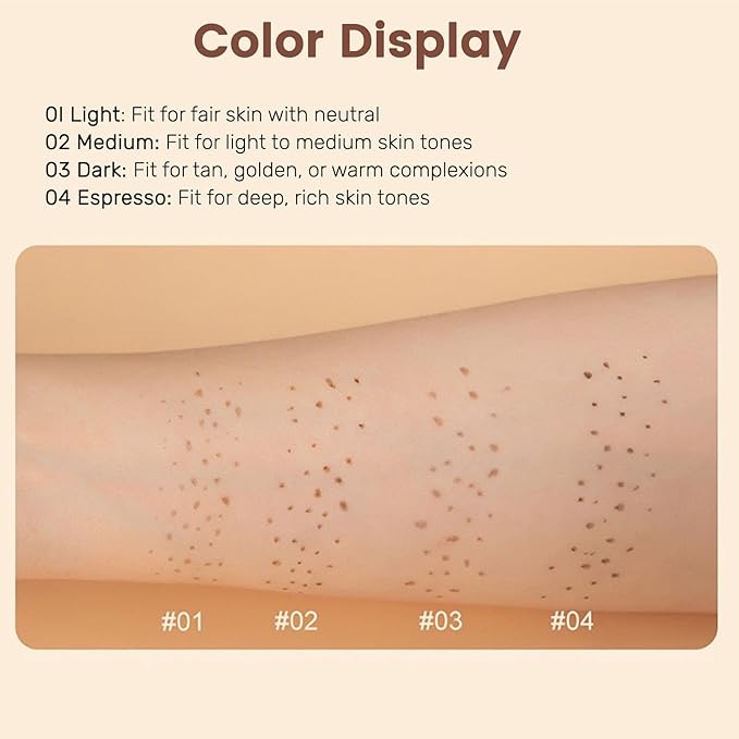 Freckle Pen, Natural Lifelike Fake Freckles Makeup Pen Stamp for Sunkissed Makeup,Magic Faux Freckle Stain Marker Long Lasting Quick Dry - (03DARK+04ESPRESSO)-VivaGrace Women