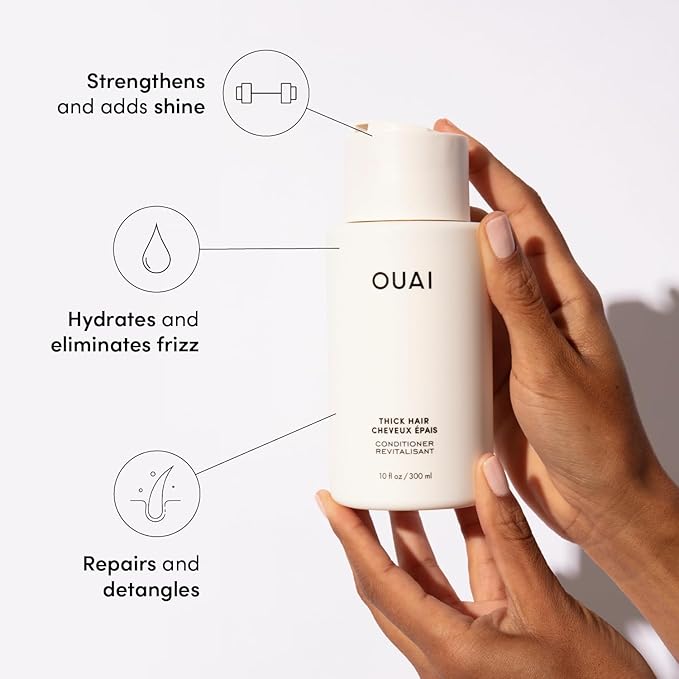 OUAI Thick Hair Shampoo & Conditioner Set, Travel Size - Moisturizing Shampoo & Conditioner - With Keratin, Marshmallow Root, Shea Butter & Avocado Oil - Sulfate, Paraben & Phthalate Free (3 Oz)-VivaGrace Women