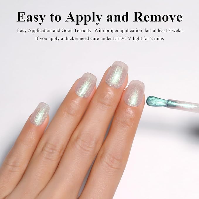 IttiShimmer White Gel Nail Polish, 15ml White Green UV/LED Soak Off Gel Polish Nail Art DIY Salon Design 1Pcs