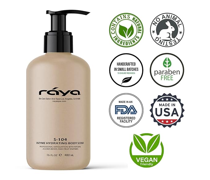 RAYA Enzyme Hydrating Body Scrub 16 oz Pineapple Scent (S-104) | Gentle and Exfoliating Body Scrub | Made with Seaweed, Jojoba Beads, and Fruit Enzymes-VivaGrace Women