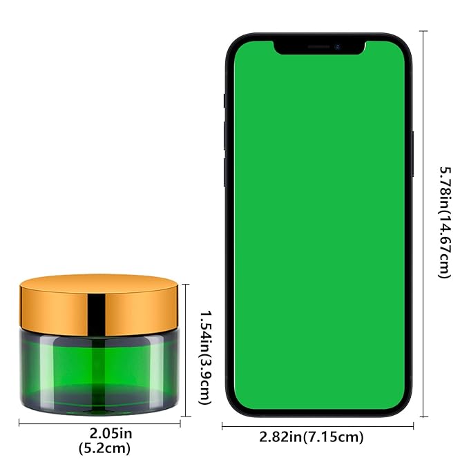 Lil Ray 1 oz Round Green Glass Jar with Inner Liners and Gold Lid (12pcs)-VivaGrace Women