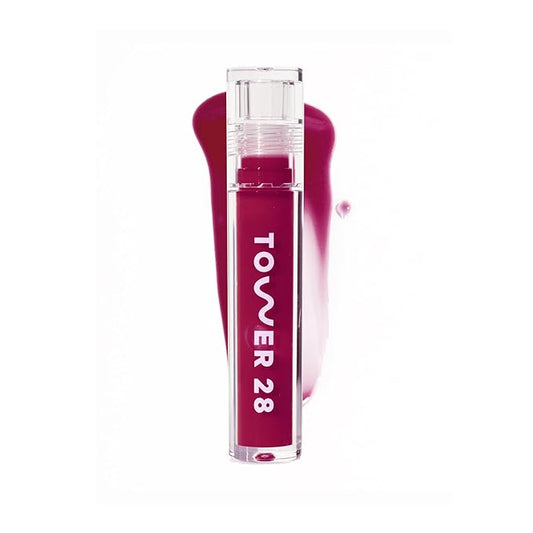 Tower 28 ShineOn Lip Jelly, WILD, Non-Sticky, Hydrating Vegan Lip Gloss in Sheer-ish Raspberry, Moisturizing Apricot and Raspberry Seed Oil, Clean, Cruelty Free-VivaGrace Women