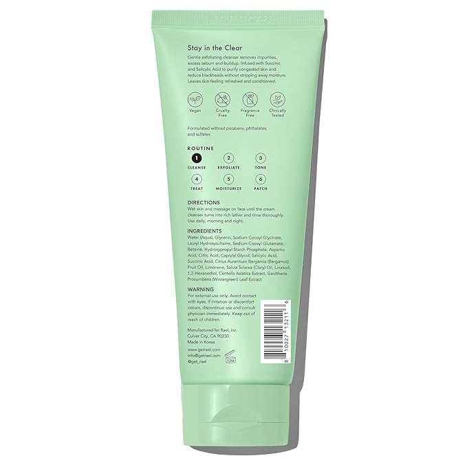 Rael Miracle Clear Face Wash – Gentle Exfoliating Cleanser with Succinic Acid & Minerals, Hydrating Formula for Daily Use, Ideal for Acne-Prone, Dry, Sensitive & Oily Skin, Vegan (5 fl oz)-VivaGrace Women