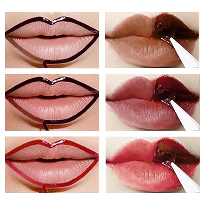 3 Colors Peel Off Lip Liner Stain Kit, Long Wear Matte Lip Tint Stain Set with Tweezer for Women, Waterproof Transfer Proof Highly Pigmented Peel Off Liquid Lipstick for All Skin Types (#3,4,5)-VivaGrace Women