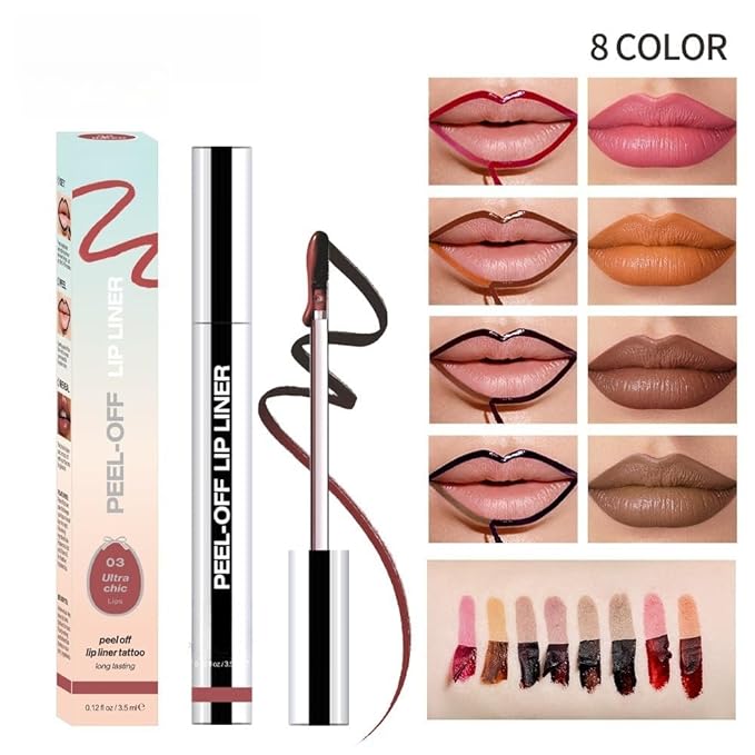Longwear Peel-off Lip Stain Marker Peel Off with Vitamin E - Smudge-Resistant Lip Liner & Base for All Skin Types (01#)-VivaGrace Women