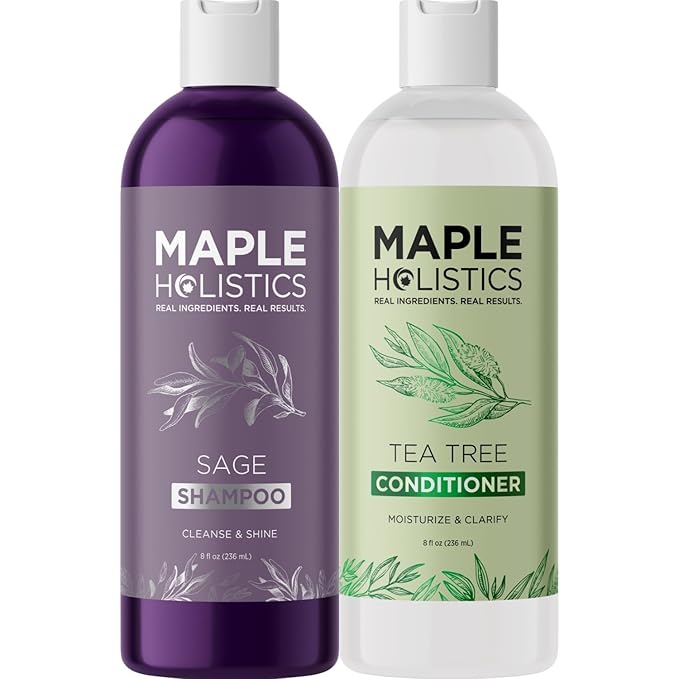 Sulfate Free Shampoo and Conditioner Set - Tea Tree Sage and Rosemary Shampoo and Conditioner for Dry Flaky Scalp Care - Deep Cleansing Color Safe Shampoo and Conditioner for Damaged Dry Hair Care-VivaGrace Women