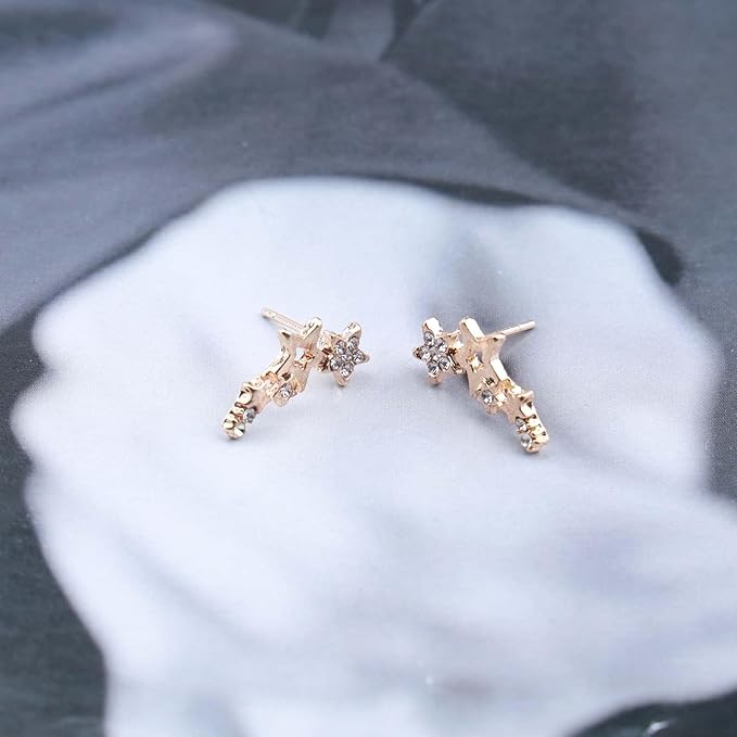 Bohemia Star Climber Crawler Earrings Gold Crystal Star Ear Climber Earrings Cluster Star Studs Earring Festival Earrings Jewelry for Women and Girls (Gold)-VivaGrace Women