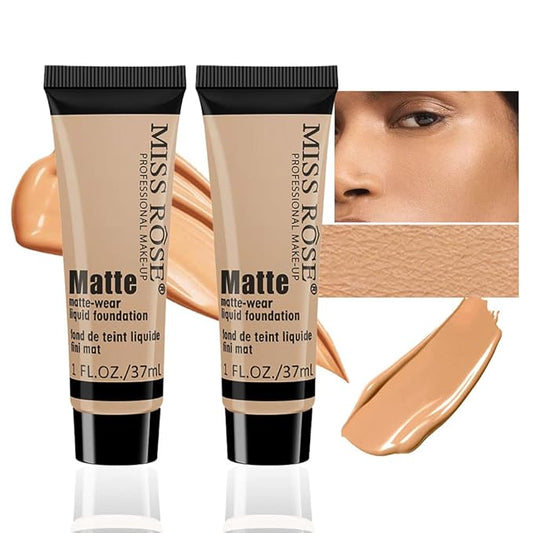 2 Pack Liquid Foundation Cream for Face Makeup,Durable Full Coverage Matte Concealer Make Up,Oil Control & Waterproof Base Primer -1+1 Fl.Oz (BEIGE 7#)-VivaGrace Women