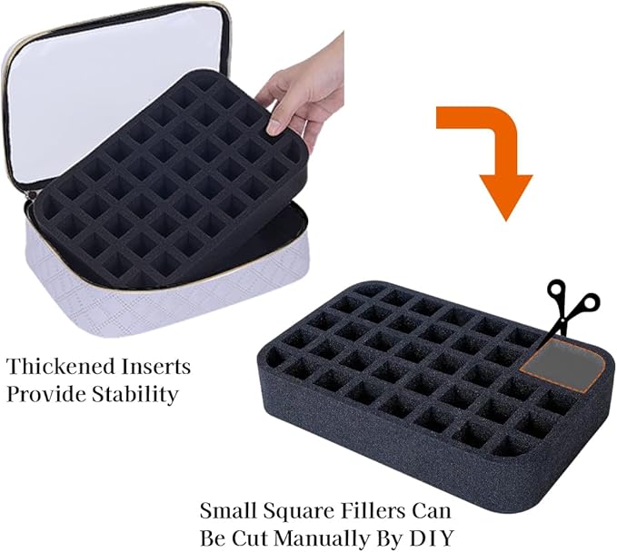 Nail Polish Bag organizer-Holds 40 bottles(15ml-0.5fl.oz),Nail Polish Carrying Case Clear Multifunctional Cosmetic Travel Cases Makeup Bags Gray