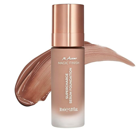 M. Asam MAGIC FINISH Supercharge Serum Foundation Deep Almond (1.01 Fl Oz) - Moisturizing Make Up & Firming Face Serum In One, Anti-aging CC Cream With Optimal Coverage & Hyaluronic Acid-VivaGrace Women