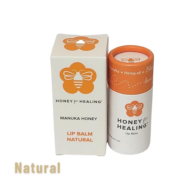 Lip Balm Moisturizer with Manuka Honey 15+ UMF, Coconut Oil, and Castor Oil For Chapped, Cracked, Dry Lips | Protects, Smoothes, and Nourishes your Lips | 0.25 oz / 7 gr. (Natural)-VivaGrace Women