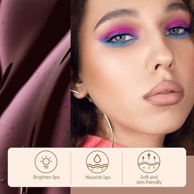 Matte Liquid Lip Stain Peel Off Lip Liner Tattoo - Dark Brown, Waterproof Smudge-Proof Lip Gloss, Long-Lasting Non-Stick Cup Formula, Natural Peel Off Design for All Skin Types 5-VivaGrace Women